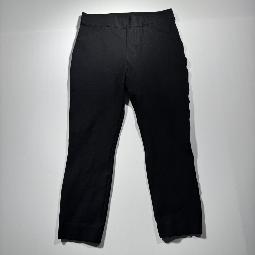 Spanx Womens Small Petite Black Slim Straight Stretch Pull On Ponte Pants 26x21